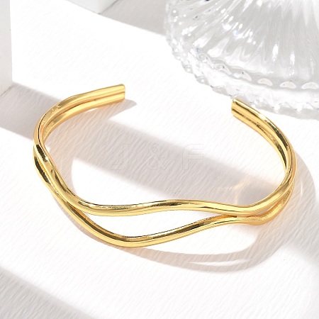 304 Stainless Steel Wavy Cuff Bangles SA-CBA46AF-30G-1