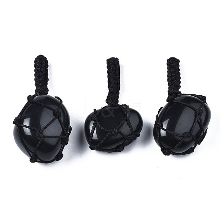 Natural Obsidian Pendants G-N0326-93B-1