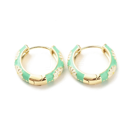 Daisy Flower Enamel Hoop Earrings EJEW-G290-01G-C-1