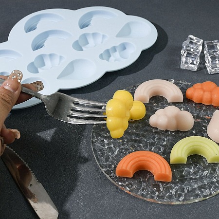 Cloud with Teardrop & Cloud & Rainbow Pattern DIY Fondant Silicone Molds LS-DIY-G114-02-1