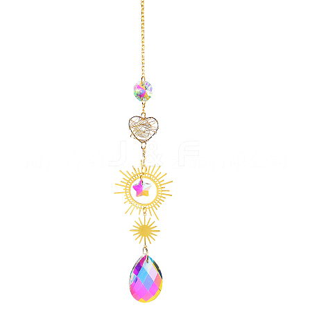 Quartz Crystal Big Pendant Decorations HJEW-PW0001-011B-1