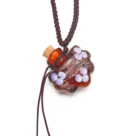 Handmade Lampwork Perfume Essential Oil Bottle Pendant Necklace PW-WG288CC-03-1