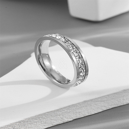 304 Stainless Steel Crystal Rhinestone Finger Rings FS-WG432ED-07-1