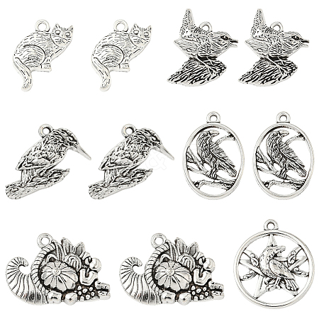 48Pcs 6 Styles Tibetan Style Alloy Pendants FIND-SC0019-41-1