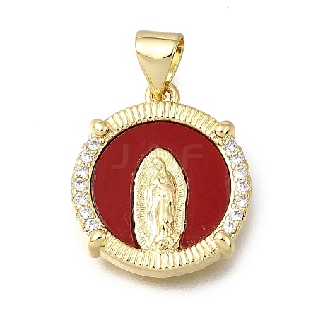 Religion Brass & Clear Cubic Zirconia & Acrylic Pendants KK-G602-05B-04-1