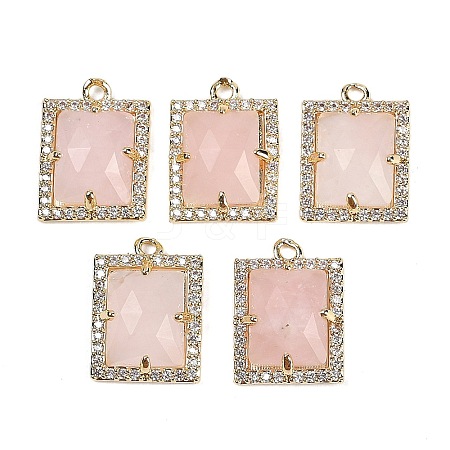 Natural Rose Quartz Faceted Rectangle Pendants G-I375-05G-09-1