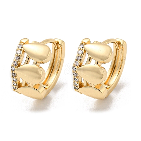 Brass with Clear Cubic Zirconia Hoop Earrings EJEW-B035-45KCG-1