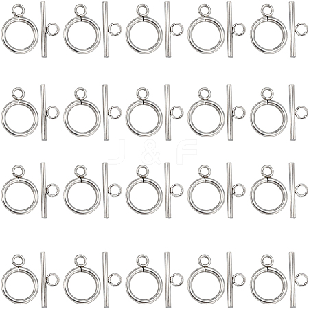 SUNNYCLUE 40Pcs 304 Stainless Steel Ring Toggle Clasps STAS-SC0007-42B-1