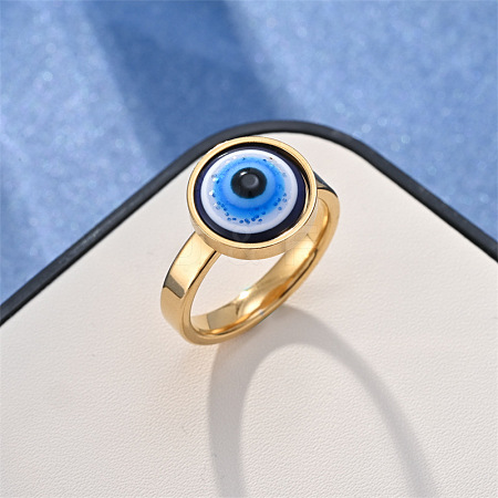Stainless Steel and Enamel Finger Rings FS-WGB751E-28-1
