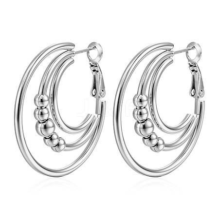 European and American Fashion Cross-border Multi-layer Circle Bead Stainless Steel Hoop Earrings PW-WGDA1BE-02-1