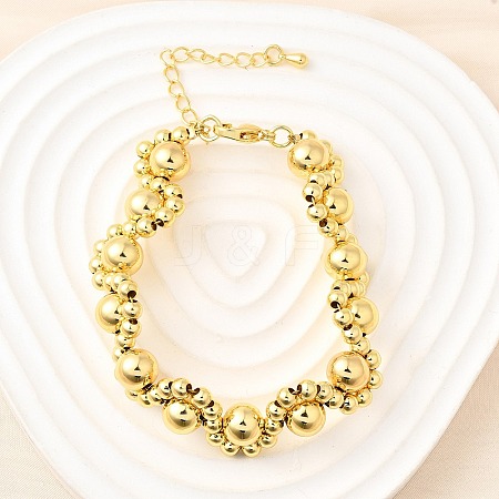Brass Beads Bracelets for Women BJEW-D317-04G-1