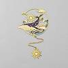 Chinese Style Brass Whale Sun Charms Bookmarks with Chain AJEW-Z042-01G-1