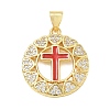 Religion Cross Brass Micro Pave Clear Cubic Zirconia Pendants CU-CBA83A6-03C-G-2