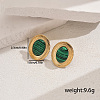 Vintage Stainless Steel with Malachite Stud Earrings YU8989-2-3