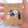 2Pcs Glass Double Faceted Pointed Bullet Pendant Couple Necklaces with Yin-Yang Charms FS-WG058EE-08-1