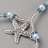 Bohemian Alloy Starfish Charm Glass Seed Beads and Plastic Imitation Pearl Beaded Toe Ring Stretch Anklets for Women AJEW-WH0270-834A-2