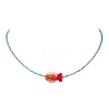 2Pcs 2 Colors Handmade Foil Lampwork Fish & Natural Apatite & Rhodonite Faceted Round Beaded Necklaces for Women NJEW-JN05536-4