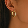 Hollow Brass Clear Cubic Zirconia Hoop Earrings SP8143-3