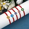 5Pcs 5 Colors Flat Round with Evil Eye Braided Bead Bracelets Set BJEW-SZ0002-18-4