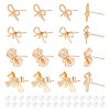 ARRICRAFT 16Pcs 4 Styles Brass Stud Earring Findings KK-AR0003-71-1