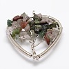 Tree of Life Natural & Synthetic Mixed Stone Bead Brass Wire Wrapped Heart Big Pendants KK-L136-04-NR-2