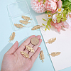 10Pcs 304 Stainless Steel Feather Pendants STAS-BBC0009-98-3