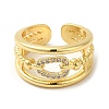 Rack Plating Real 18K Gold Plated Brass Hollow Teardrop Open Cuff Rings RJEW-B048-02G-2