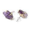 Raw Rough Natural Amethyst Stud Earrings EJEW-R148-01LG-01-3