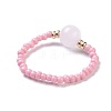 Natural Rose Quartz Stretch Rings RJEW-JR00255-03-2