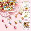 100Pcs 10 Styles Round Baking Paint Pearlized Glass Pearl Connector Charms PALLOY-CJ00118-3