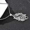 304 Stainless Steel Laser Cut Flower Musical Note Pendant Box Chain Necklaces for Women Men NJEW-E156-02P-3