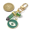 Flat Round with Evil Eye Alloy Enamel & Gemstone Bullet Pendant Decorations HJEW-JM01262-3