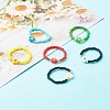 Handmade Baking Painted Glass Seed Beads Stretch Rings RJEW-JR00372-3