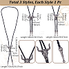 3Pcs 3 Styles Alloy Goat Cattle Bolo Tie Necklaces NJEW-GA0001-10-2