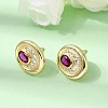 Brass Micro Pave Cubic Zirconia Stud Earrings EJEW-G471-13G-06-3