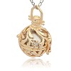 Golden Tone Brass Hollow Round Cage Pendants KK-J227-03G-2