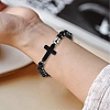 2Pcs 2 Color Dyed Synthetic Turquoise Cross & Alloy Beaded Stretch Bracelets Set BJEW-YW00002-02-6
