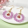 Imitation Jade Glass Beaded Ring Dangle Earrings EJEW-JE05568-05-3