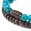 Natural Chalcedony & Synthetic Non-magnetic Hematite Beads Energy Stretch Bracelets Set BJEW-JB07142-03-6