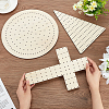 3Pcs Wood Round Triangle Cross Wreath Boards DIY-WH0049-12-3
