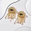 Alloy Rhinestone & Plastic Imitation Pearl Tassel Stud Earrings EJEW-A122-01G-5