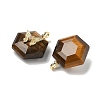 Natural Tiger Eye Faceted Pendants G-P585-01G-10-2