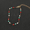 Alloy with Colorful Faceted Resin Handmade Link Chain Anklets for Women FS-WG66C6C-04-1