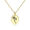 304 Stainless Steel Birth Month Flower Pendant Necklace HUDU-PW0001-034G-1