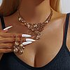 Teardrop Alloy Rhinestone Bib Necklaces & Stud Earring Sets for Women FS-WG2AA93-02-2