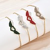 Valentine's Day 304 Stainless Steel Rhinestone Heart with Angel Wings Link Bracelets SA-CBA5F76-01G-1