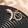 Brass Micro Pave Cubic Zirconia Cuff Open Rings RJEW-C158-03G-2