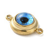 304 Stainless Steel & Acrylic Blue Evil Eye Connector Charms STAS-M091-01G-2