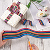 2Rolls 2 Styles Stripe Pattern Printed Polyester Grosgrain Ribbon OCOR-TA0001-37K-12