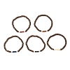 Coconut and Natural & Synthetic Mixed Gemstone Beads Stretch Bracelets BJEW-JB12674-1